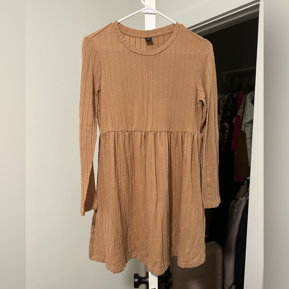 SHEIN Long Sleeve Nude Mini Dress
